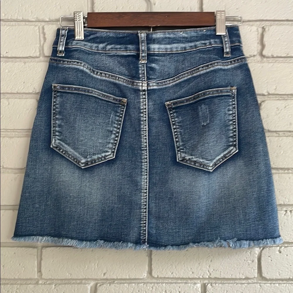 Altar'd State Embroidered Denim Mini Skirt - Blue and Multicolor - Picture 3 of 9